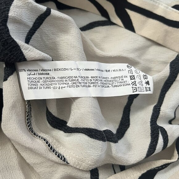 NWT Zara Ecru Black White Printed Ruched Detail Button Front Maxi Dress Womens L - Picture 5 of 5